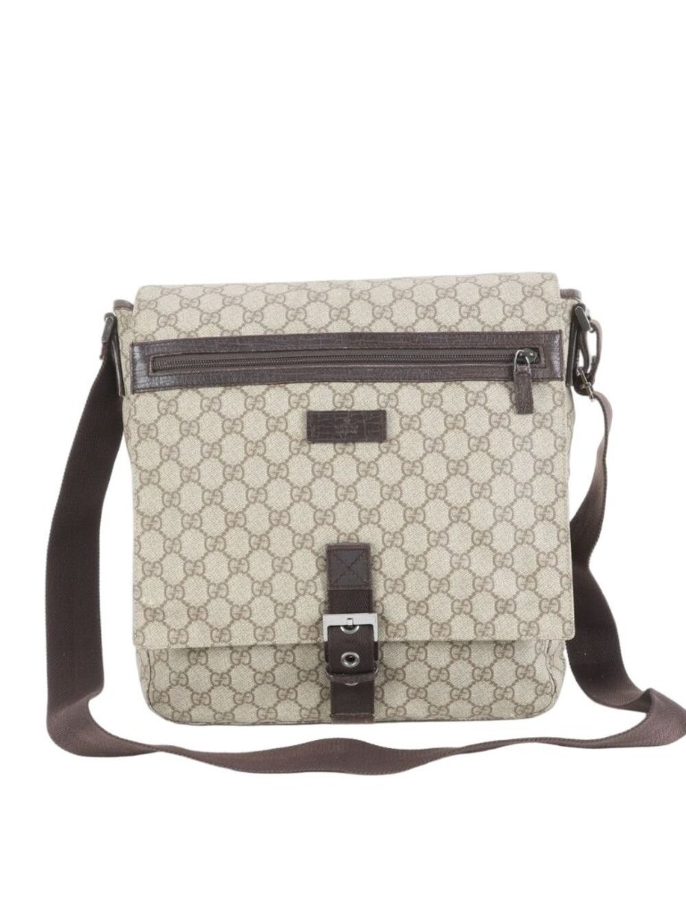 Gucci GG Supreme Leather Shoulder Bag Crossbody Messenger Brown